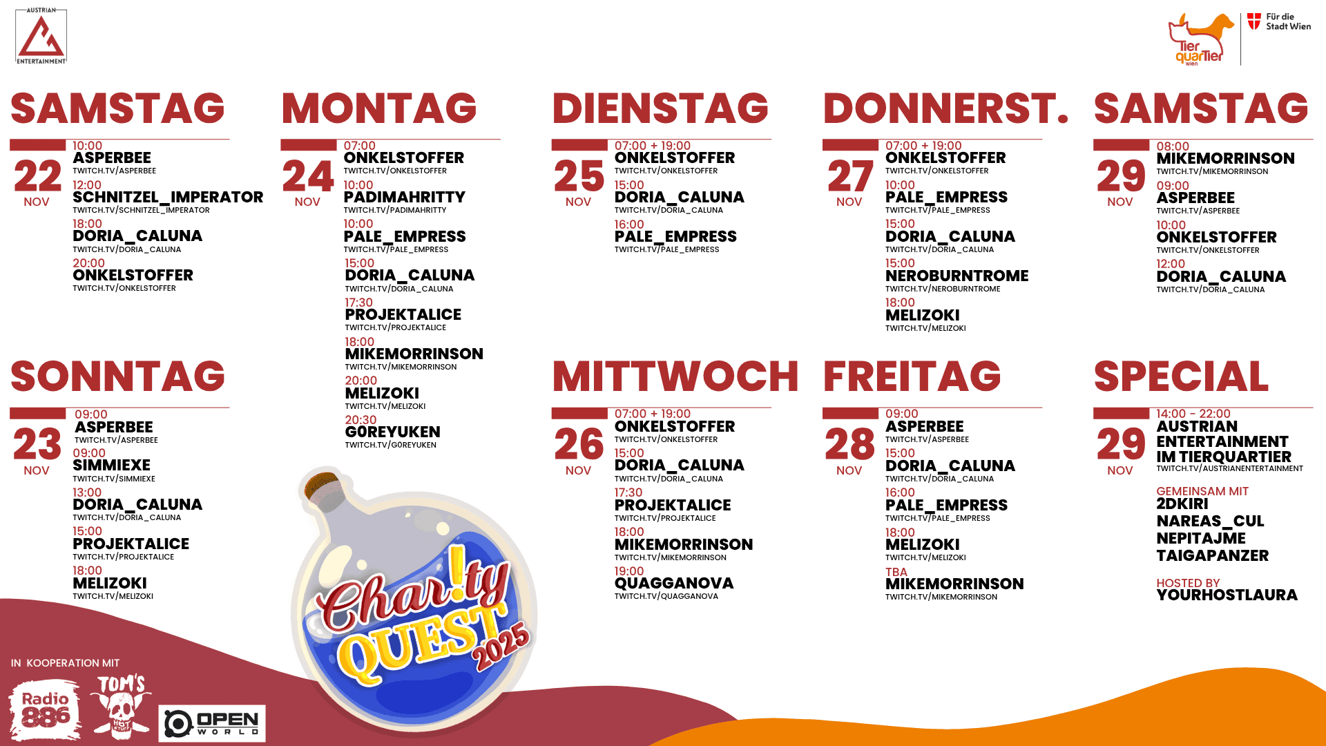 Twitch Charity Quest 2025 Zeitplan